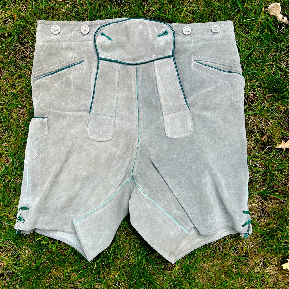 Vintage Gray Lederhosen Shorts - Size 35